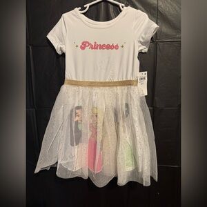 Princess Kids Dress - White and Gold
